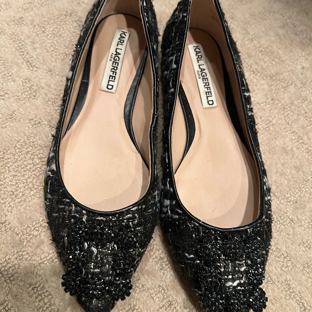 Karl Lagerfeld Elegant Black Embellished Loafers